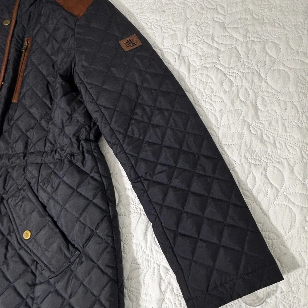 Polo Ralph Lauren Black Quilted Jacket with Brown Details-women’s - Picture 2 of 13